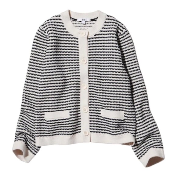 Uniqlo Knitted Short Jacket Womens Size XL Classic Old Money Coastal Grandma Mod - Picture 1 of 9